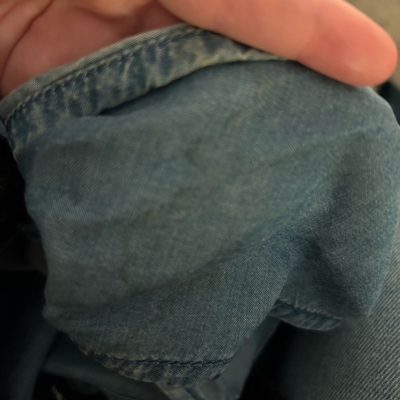 The Kooples Jeans Chambray Wrap Top Size 2 GUC Small Stain B0413 - Picture 10 of 10